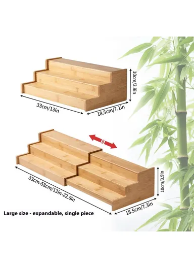 2Pcs 33-58cm Length Expandable 3-Tier Kitchen Spice Rack Organizer, Countertop Drawer Storage Shelf