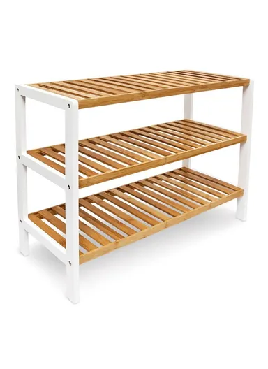 Bamboo 3-Tier Shoe Rack Organizer Home Entryway Multi-Functional Storage Shelf