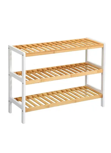 Bamboo 3-Tier Shoe Rack Organizer Home Entryway Multi-Functional Storage Shelf