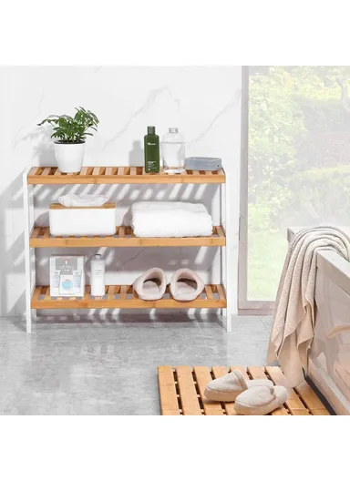 Bamboo 3-Tier Shoe Rack Organizer Home Entryway Multi-Functional Storage Shelf