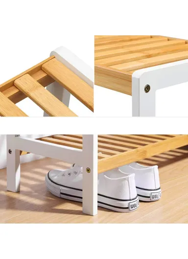 Bamboo 3-Tier Shoe Rack Organizer Home Entryway Multi-Functional Storage Shelf