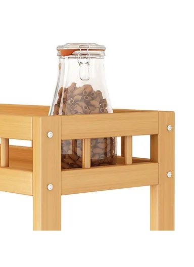 Bamboo Kitchen 3-Tier Slim Rolling Cart Organizer Narrow Space Storage Rack with Wheels