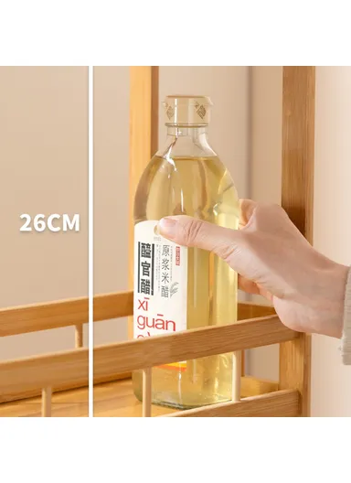 Bamboo Kitchen 3-Tier Slim Rolling Cart Organizer Narrow Space Storage Rack with Wheels