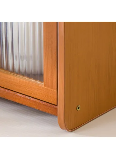 2-Door 50cm Desktop Storage Cabinet Organizer Display Shelf for Tea Set , Kitchenware, Cosmetics ,Cups - Stripe