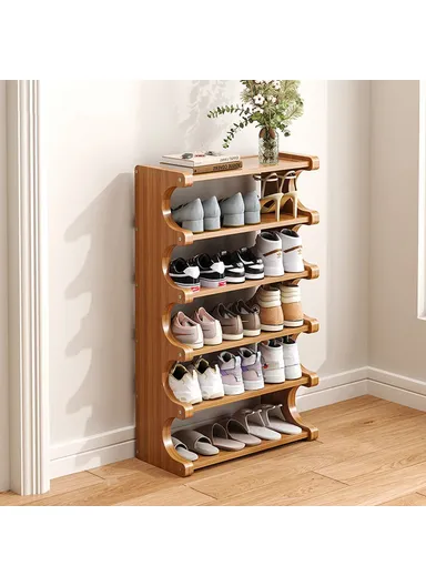 Bamboo Shoe Rack, 6-Tier Storage Organizer, Shelf for Entryway Dorm Home - 50cm Length