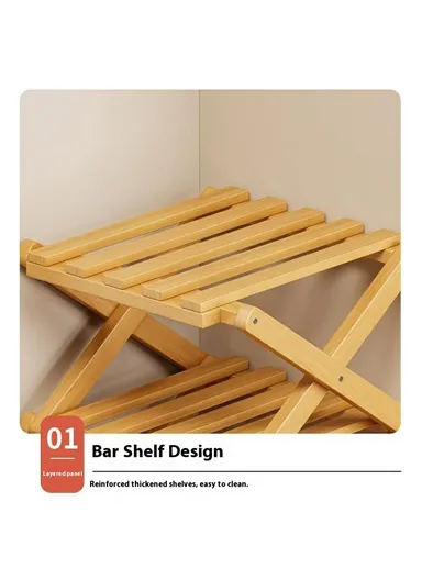 Folding 8-Tier Shoe Rack Entryway Storage Holder Shoes Organizer for Indoor Corner - Burlywood