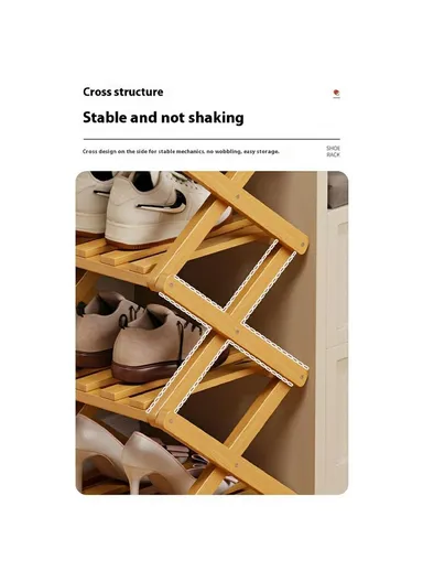 Folding 9-Tier Shoe Rack Entryway Storage Holder Shoes Organizer for Indoor Corner - Brown