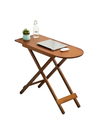 Foldable Bamboo Long Dining Table Compact Multipurpose Desk for Home Office Small Spaces - Tan