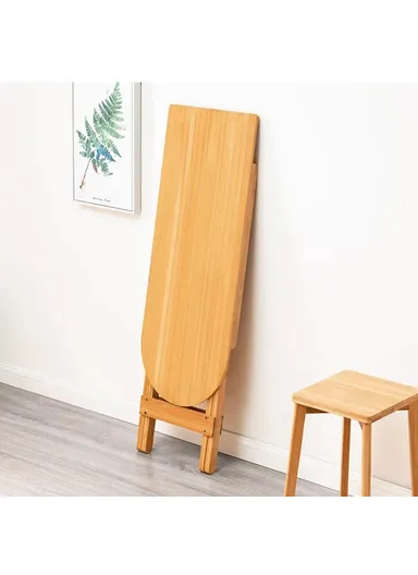 Foldable Bamboo Long Dining Table Compact Multipurpose Desk for Home Office Small Spaces - Tan