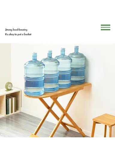 Foldable Bamboo Long Dining Table Compact Multipurpose Desk for Home Office Small Spaces - Tan