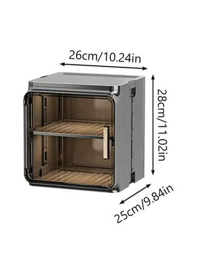 2-Tier Dust-Proof Cup Storage Cabinet Tea &amp; Coffee Drinkware Countertop Mug Organizer - Beige