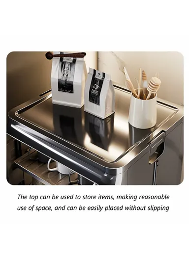 2-Tier Dust-Proof Cup Storage Cabinet Tea &amp; Coffee Drinkware Countertop Mug Organizer - Black