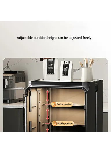 4-Tier Dust-Proof Cup Storage Cabinet Tea &amp; Coffee Drinkware Countertop Mug Organizer - Beige