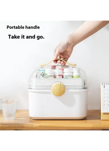 Medical Storage Box Large Capacity Multi-Layer Home First Aid Medication ,Cosmetics Organizer - White