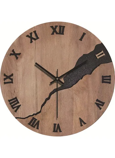 12 Inch Imitation Wood Grain Decorative Round Wall Clock Silent Quartz Clock for Bedroom Living Room - Style 3