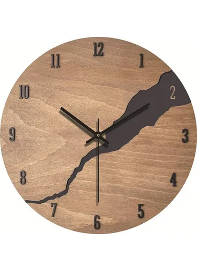 12 Inch Imitation Wood Grain Decorative Round Wall Clock Silent Quartz Clock for Bedroom Living Room - Style 4