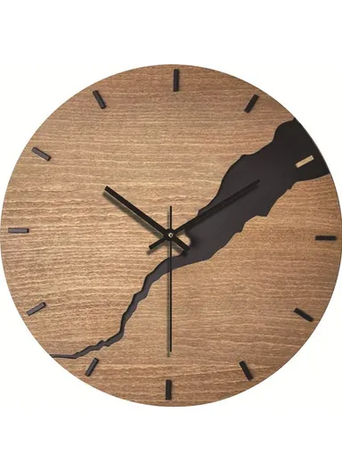 12 Inch Imitation Wood Grain Decorative Round Wall Clock Silent Quartz Clock for Bedroom Living Room - Style 5
