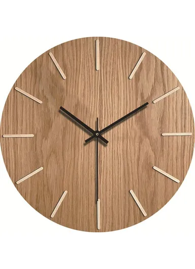 12 Inch Imitation Wood Grain Decorative Round Wall Clock Silent Quartz Clock for Bedroom Living Room - Style 6