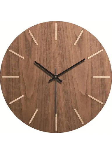 12 Inch Imitation Wood Grain Decorative Round Wall Clock Silent Quartz Clock for Bedroom Living Room - Style 8