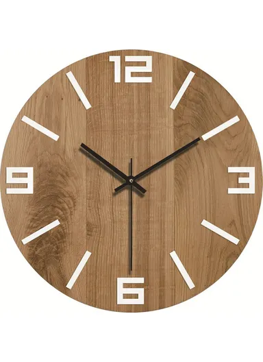 12 Inch Imitation Wood Grain Decorative Round Wall Clock Silent Quartz Clock for Bedroom Living Room - Style 10
