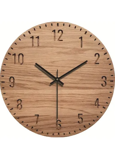 12 Inch Imitation Wood Grain Decorative Round Wall Clock Silent Quartz Clock for Bedroom Living Room - Style 12