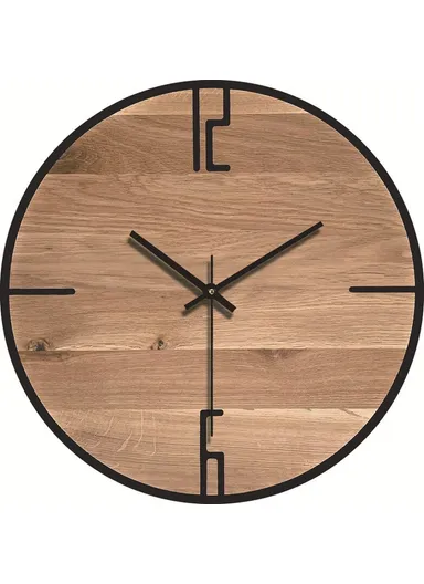 12 Inch Imitation Wood Grain Decorative Round Wall Clock Silent Quartz Clock for Bedroom Living Room - Style 14
