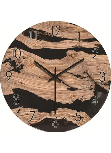 12 Inch Imitation Wood Grain Decorative Round Wall Clock Silent Quartz Clock for Bedroom Living Room - Style 15