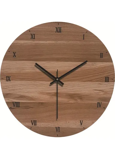 12 Inch Imitation Wood Grain Decorative Round Wall Clock Silent Quartz Clock for Bedroom Living Room - Style 16