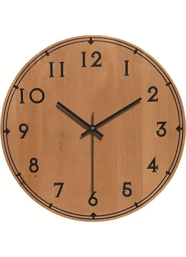 12 Inch Imitation Wood Grain Decorative Round Wall Clock Silent Quartz Clock for Bedroom Living Room - Style 18