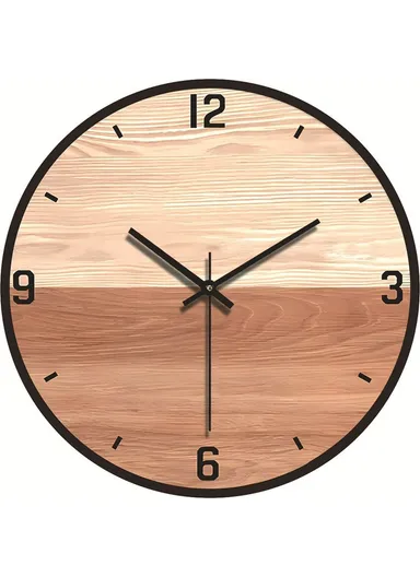 12 Inch Imitation Wood Grain Decorative Round Wall Clock Silent Quartz Clock for Bedroom Living Room - Style 19