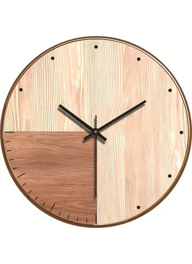 12 Inch Imitation Wood Grain Decorative Round Wall Clock Silent Quartz Clock for Bedroom Living Room - Style 21