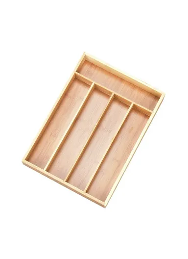 Bamboo 5 Compartment Kitchen Utensil Organizer Drawer Divider Bedroom Storage Box
