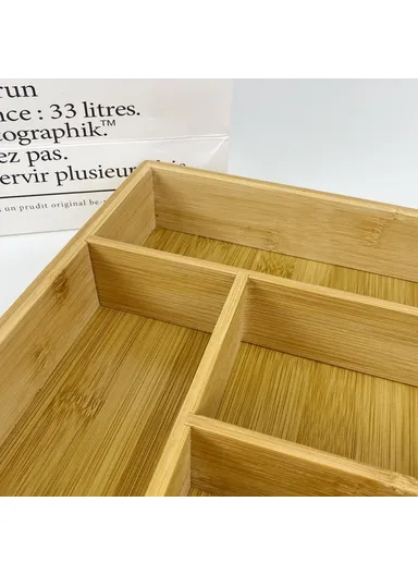Bamboo 6 Compartment Kitchen Utensil Organizer Drawer Divider Bedroom Sundries Storage Box