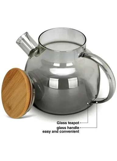 600ML Electroplated Transparent Teapot Heat Resistant, High Borosilicate Glass Water Kettle Juice Jug (No FDA, BPA Free) - Champagne