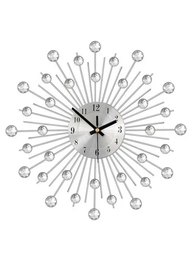 Wrought Iron Wall Clock for Living Room Home Decor Quartz Clock Rhinestone Accents - WM05