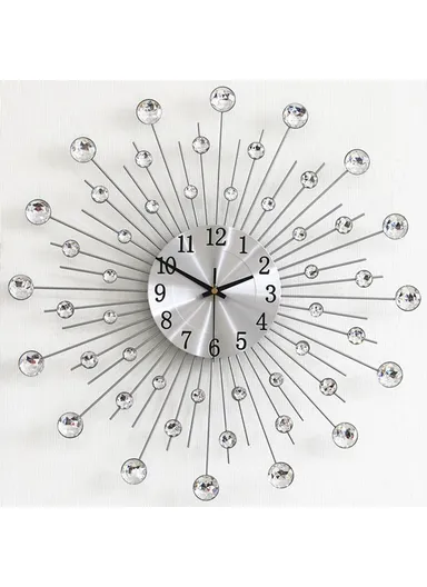 (50 x 50)cm Wrought Iron Wall Clock for Living Room Home Decor Quartz Clock Rhinestone Accents -WM97 