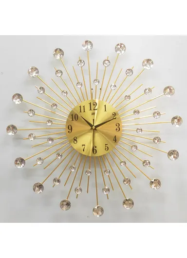  (50 x 50)cm Wrought Iron Wall Clock for Living Room Home Decor Quartz Clock Rhinestone Accents-WM445
