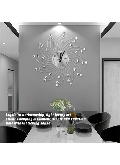 Wall Mount Clock Wrought Iron Silent Quartz Clock for Living Room Decor - WM12 