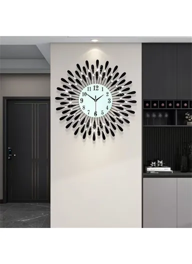 Creative Iron Glass Wall Clock Decorative Silent Quartz Clock for Living Room, 38x38cm - Gold