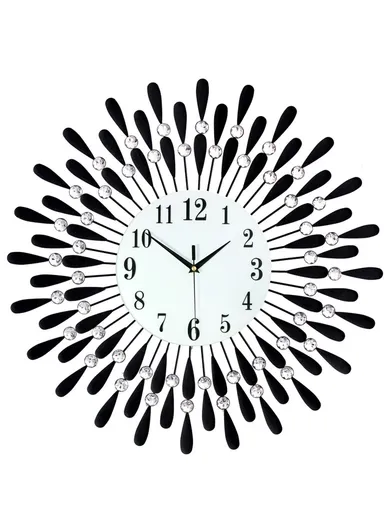 Creative Iron Glass Wall Clock Decorative Silent Quartz Clock for Living Room, 60x60cm
