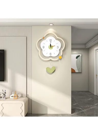 Flower Shape Wood + Acrylic Wall Clock Silent Creative Clock Living Room ,Home Decor - Size S