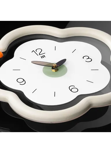 Flower Shape Wood + Acrylic Wall Clock Silent Creative Clock Living Room ,Home Decor - Size S