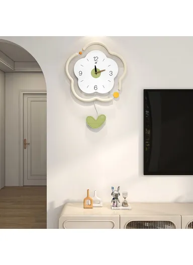 Flower Shape Wood + Acrylic Wall Clock Silent Creative Clock Living Room ,Home Decor - Size S