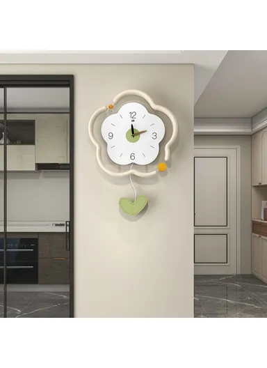 Flower Shape Wood + Acrylic Wall Clock Silent Creative Clock Living Room ,Home Decor - Size S