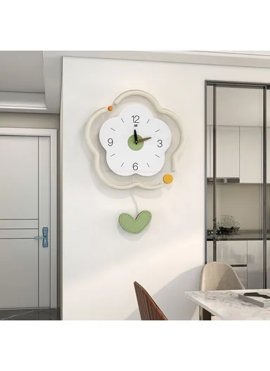 Flower Shape Wood + Acrylic Wall Clock Silent Creative Clock Living Room ,Home Decor - Size S