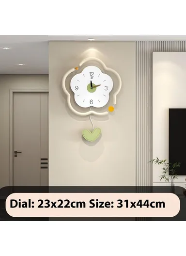 Flower Shape Wood + Acrylic Wall Clock Silent Creative Clock Living Room ,Home Decor - Size S