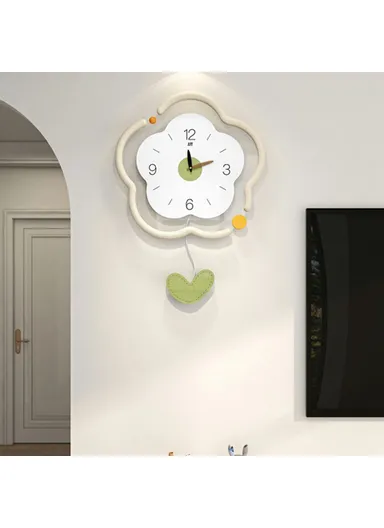 Flower Shape Wood + Acrylic Wall Clock Silent Creative Clock Living Room Home Decor, Size L