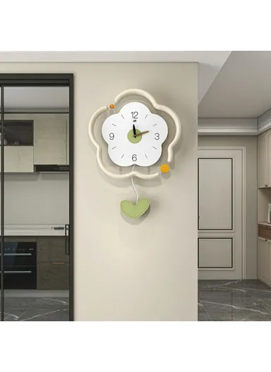 Flower Shape Wood + Acrylic Wall Clock Silent Creative Clock Living Room Home Decor, Size L
