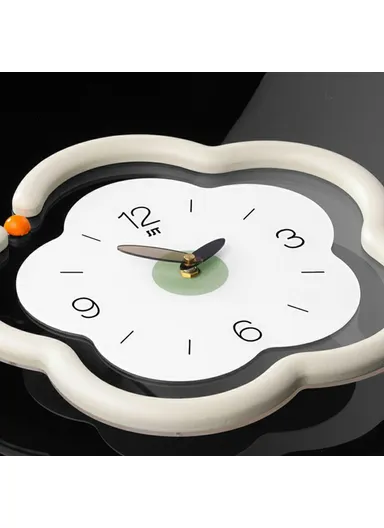 Flower Shape Wood + Acrylic Wall Clock Silent Creative Clock Living Room Home Decor, Size L