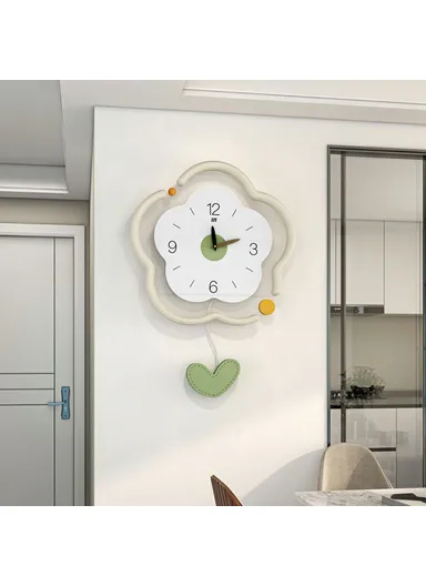Flower Shape Wood + Acrylic Wall Clock Silent Creative Clock Living Room Home Decor, Size L